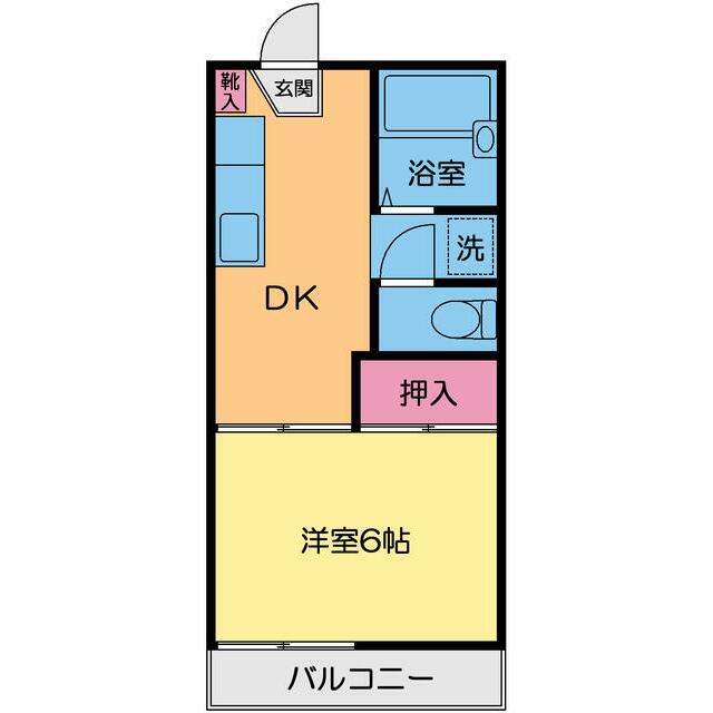 ヴィラ川島A(1K/2階)の間取り写真