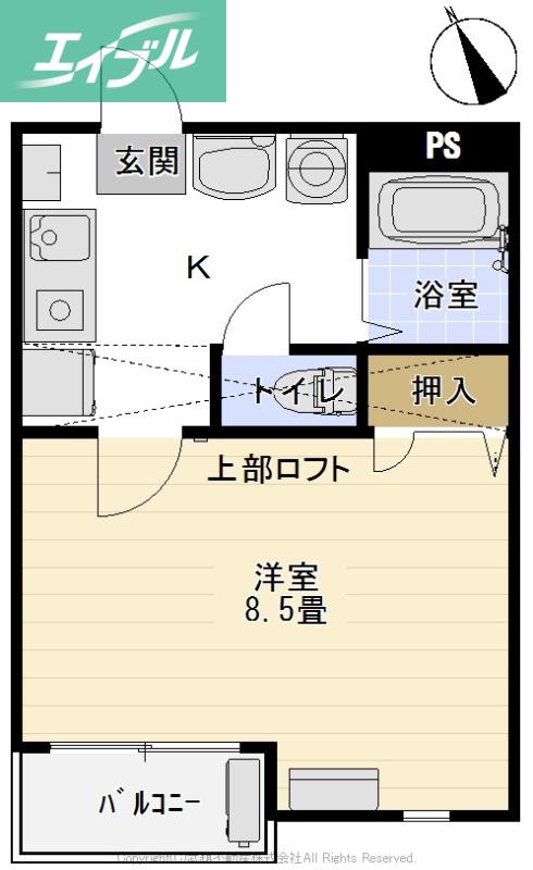 TAKEYARIハイツ II(1K/2階)の間取り写真