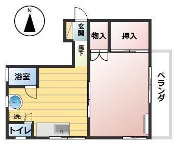 小暮ハイツ(1DK/3階)の間取り写真