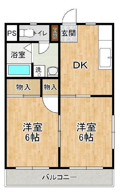 梅園マンション(2DK/1階)の間取り写真