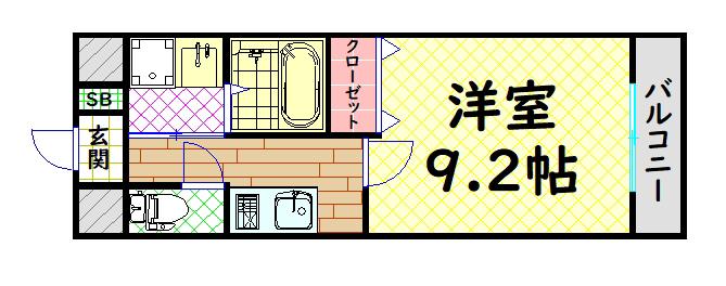 TKアーバンコート津久野(1K/2階)の間取り写真