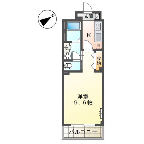 西区五才美町マンション(1K/3階)の間取り写真