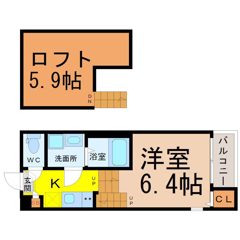 アルバ上小田井(1SK/2階)の間取り写真
