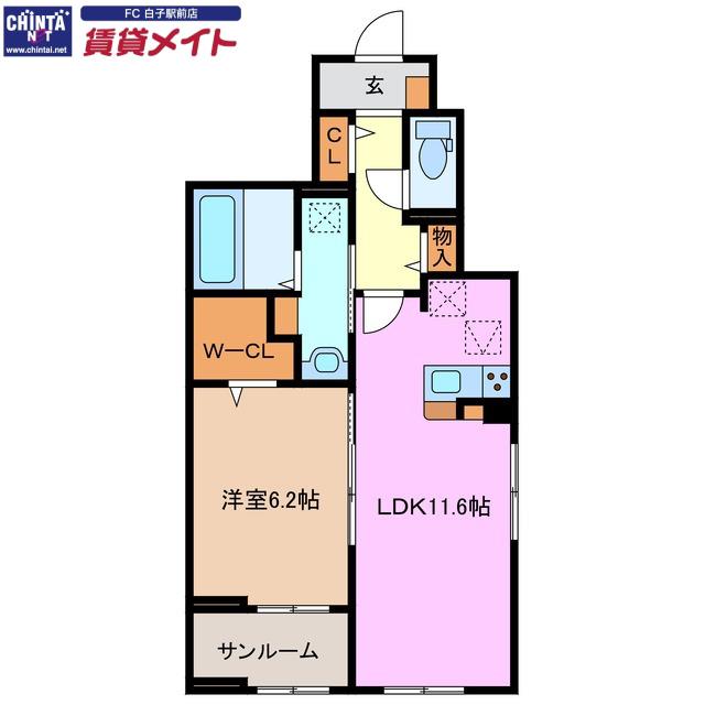 フレンド A棟(1LDK/1階)の間取り写真
