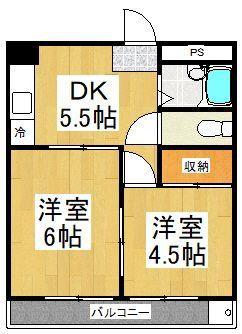 サンライズAM(2DK/2階)の間取り写真