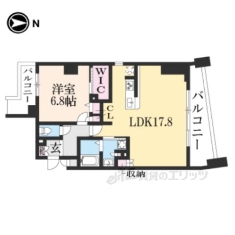 CALM御所南(1LDK/2階)の間取り写真