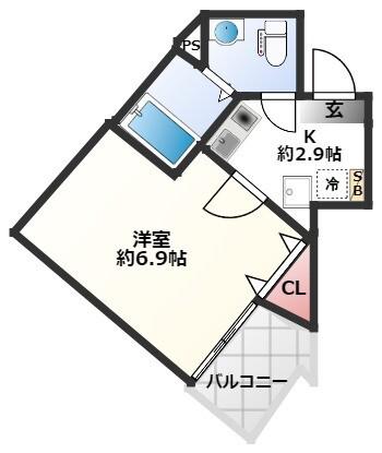 グランメゾン行徳(1K/1階)の間取り写真