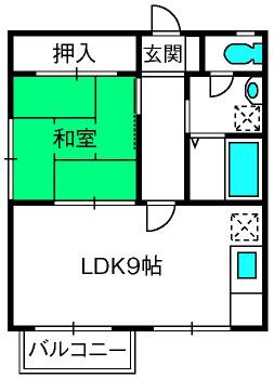 コーポ南鳳台(1LDK/2階)の間取り写真