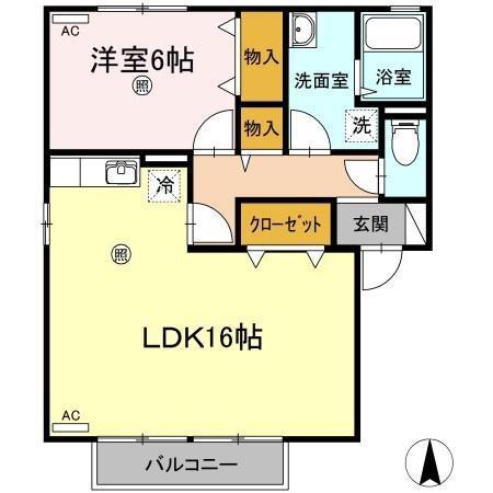 アドミレー樹太 A棟(2DK/1階)の間取り写真
