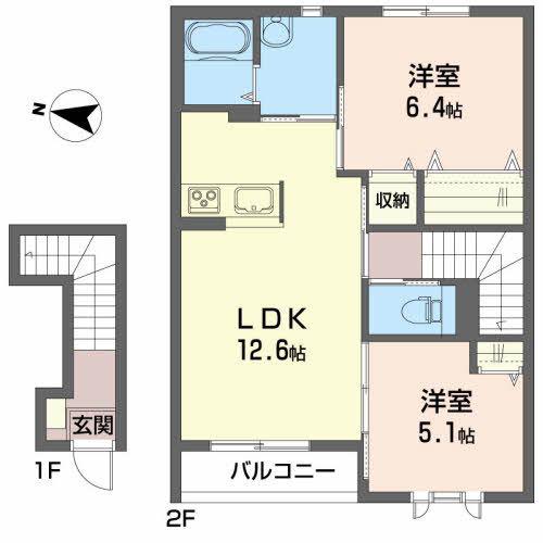 カサベルデM(2LDK/2階)の間取り写真