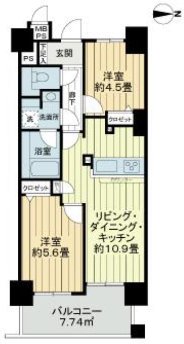 ライオンズマンション白金台(2LDK/9階)の間取り写真