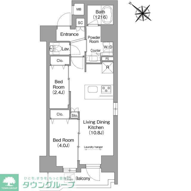 コンフォリア・リヴ茅場町(2LDK/7階)の間取り写真
