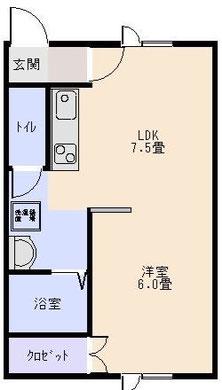 ヒノキ西4条(1LDK/2階)の間取り写真