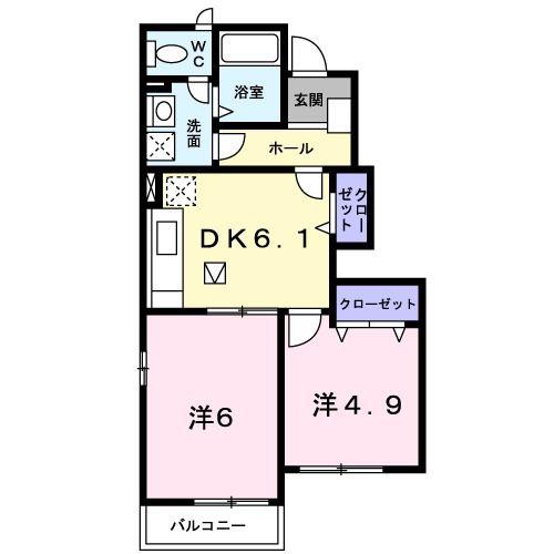 レザン・ラブールA(2DK/1階)の間取り写真