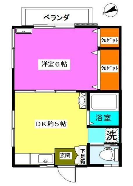 ヴィラヤワタ(1DK/1階)の間取り写真