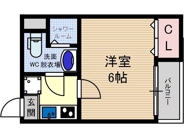 フォアール中村町(1K/2階)の間取り写真