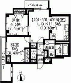 スカイエ西日暮里(2LDK/3階)の間取り写真
