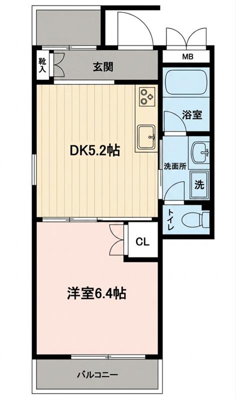 シルク ガーデニア(1DK/2階)の間取り写真