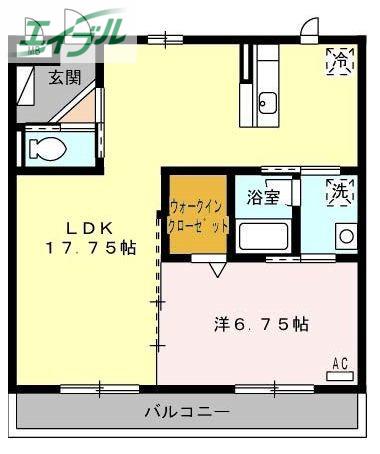 ホワイトローズ(1LDK/1階)の間取り写真
