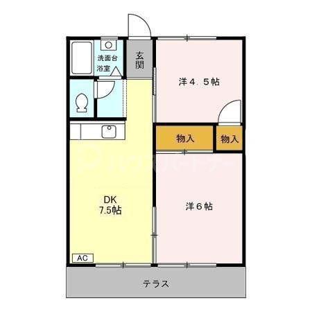 花嶋ハイツA(2DK/1階)の間取り写真