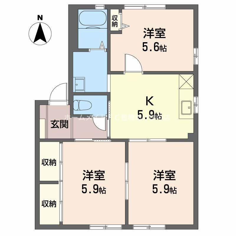 リヴェールミノワ C棟(3K/1階)の間取り写真