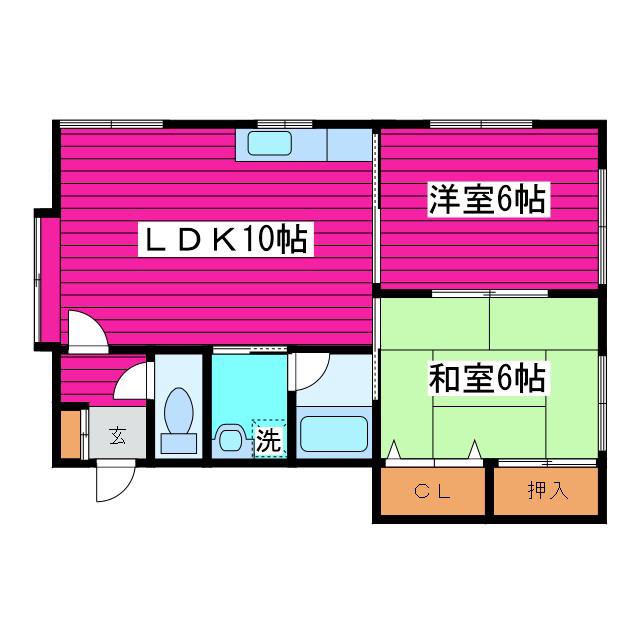 ローズハイツ(2LDK/3階)の間取り写真