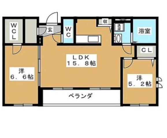 シャーメゾンプレミア武蔵野(2LDK/4階)の間取り写真