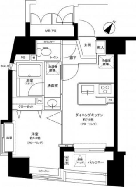 デュオスカーラ神楽坂(1DK/6階)の間取り写真