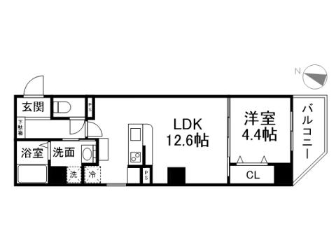 E-C EST BIEN灘(1LDK/9階)の間取り写真
