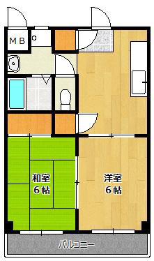 シャトル大久保(2DK/2階)の間取り写真