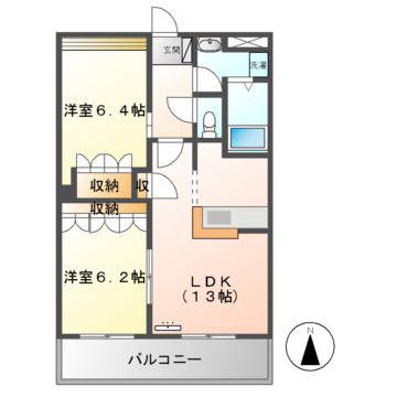 サウスビュー(2LDK/3階)の間取り写真