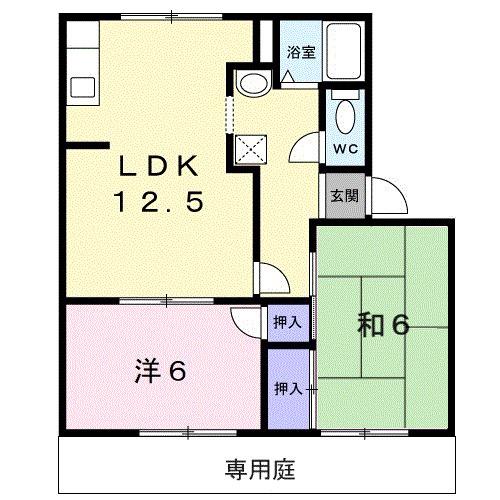 タウニイ梅原II(2LDK/1階)の間取り写真