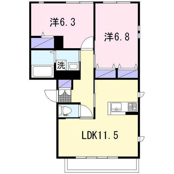 コーシュカIII(2LDK/2階)の間取り写真