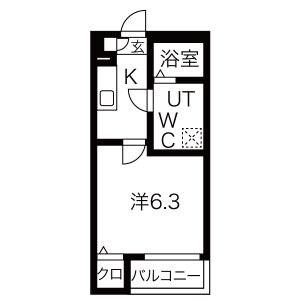 ミモザ矢田(1K/2階)の間取り写真