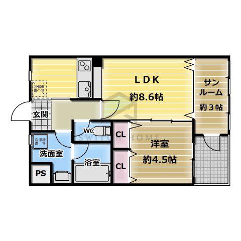 イーストRITZ巽(1SLDK/4階)の間取り写真