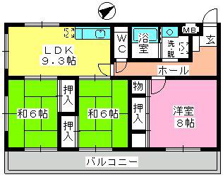 ルミエール篠原(3LDK/3階)の間取り写真