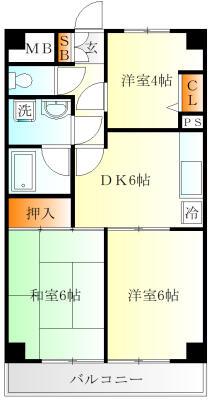 リバストーン神大寺(3DK/5階)の間取り写真