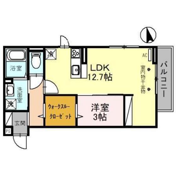 ルミナス奥井(1LDK/2階)の間取り写真