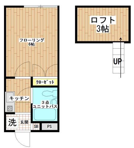 フラワーヒルA(1K/2階)の間取り写真