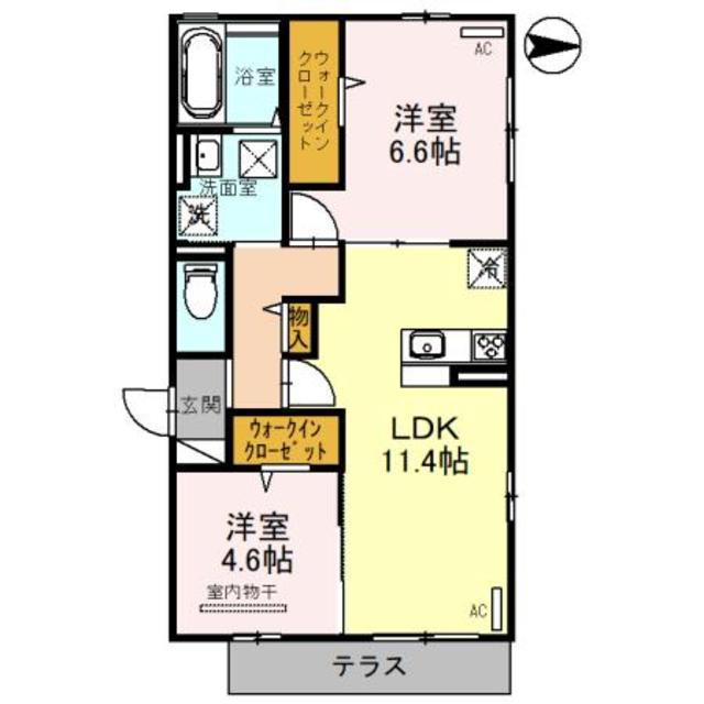 PORTE BONHEUR(2LDK/1階)の間取り写真