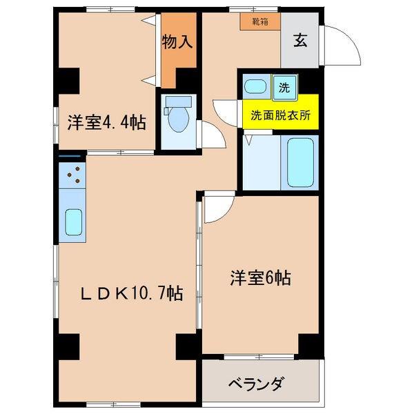 メゾンドル・ヴェール(2LDK/3階)の間取り写真