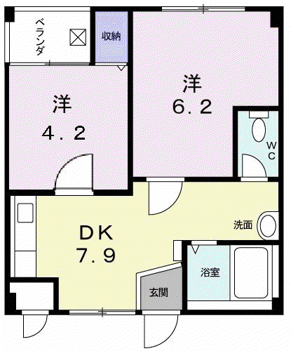 コーポT151(2DK/1階)の間取り写真