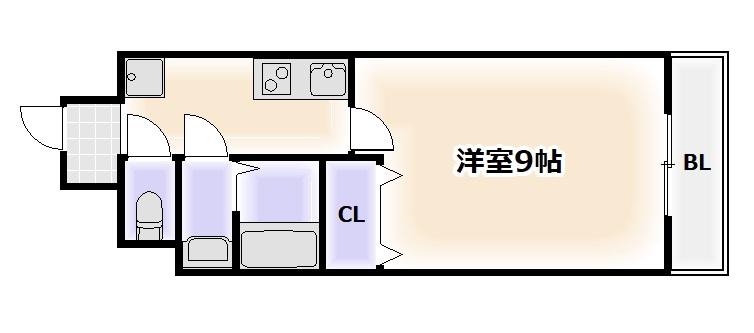 メルクリオール難波(1K/3階)の間取り写真