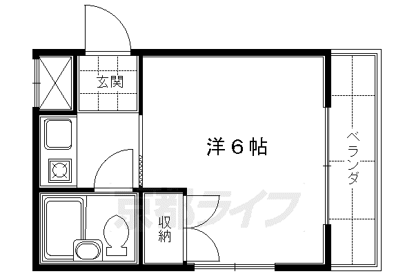 カーサデ伏見(1K/4階)の間取り写真