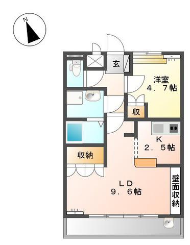 アールヴェイラC(1LDK/2階)の間取り写真