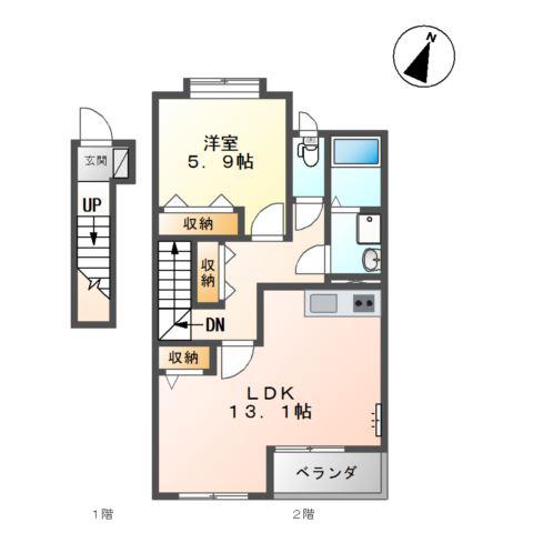 パルジェ(1LDK/2階)の間取り写真