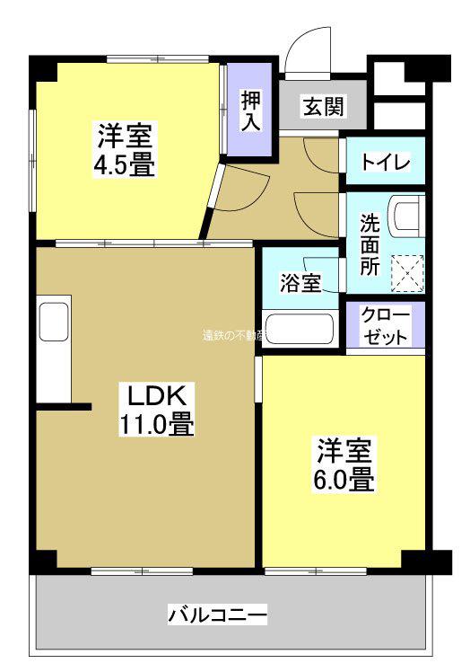 サンレイク和泉(2LDK/6階)の間取り写真