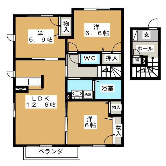 スタースクエア B(3LDK/2階)の間取り写真