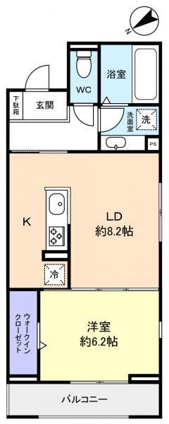 CRADLE(1LDK/2階)の間取り写真