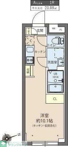 フラシア亀戸II(ワンルーム/4階)の間取り写真